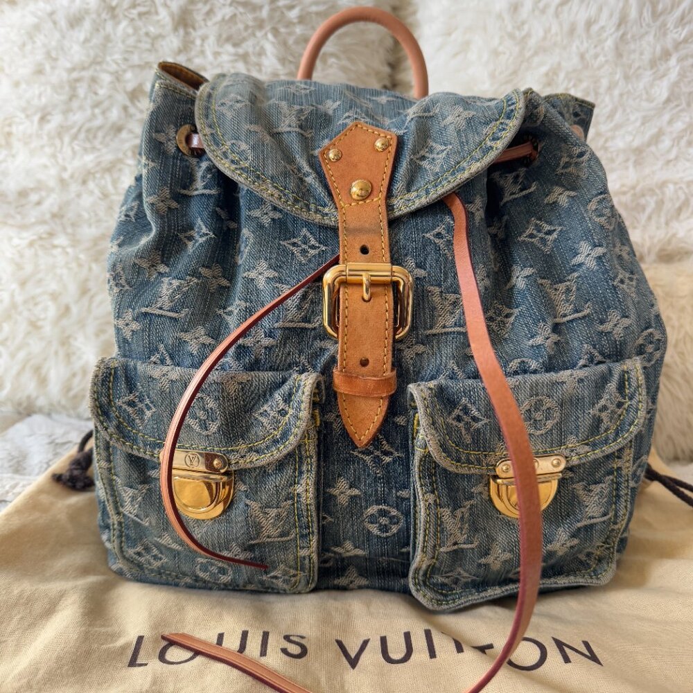 Louis Vuitton Monogram Denim Sac A Dos Blue GM